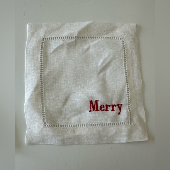 Embroidered cocktail napkins, set of 4, color red, size 6x6 - Picture 2 of 7